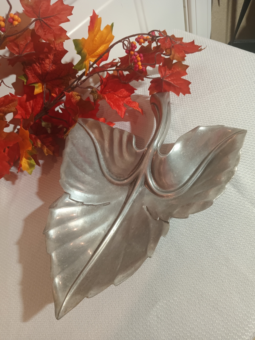 Artist Signed Leaf Serving Tray or Decorative Accent
